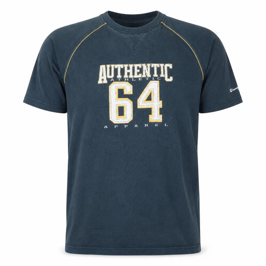 Front view of Champion Men's Blue Authentic 64 Graphic Crew Neck Short Sleeve T-Shirt XL