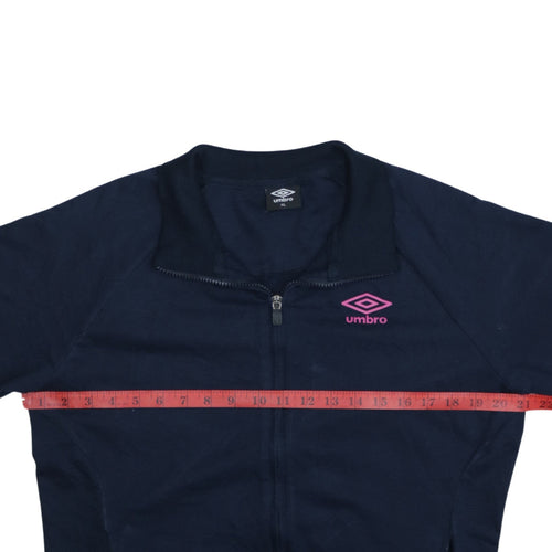 Umbro Women Navy Blue Full Zip Sweatshirt XL Cotton Blend Sportswear
