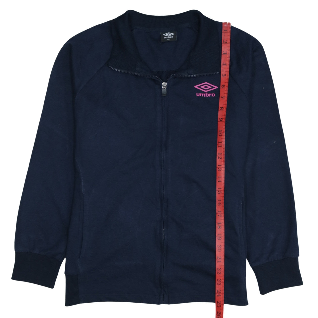 Umbro Women Navy Blue Full Zip Sweatshirt XL Cotton Blend Sportswear