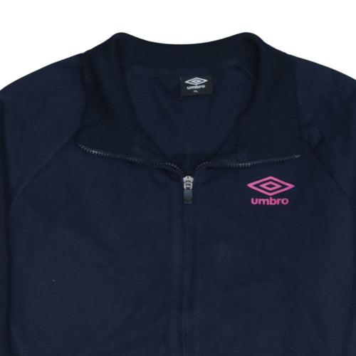 Umbro Women Navy Blue Full Zip Sweatshirt XL Cotton Blend Sportswear
