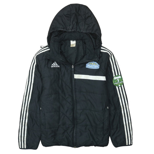 Adidas Men’s Black Hooded Puffer Jacket M Sports Winter Zip Up