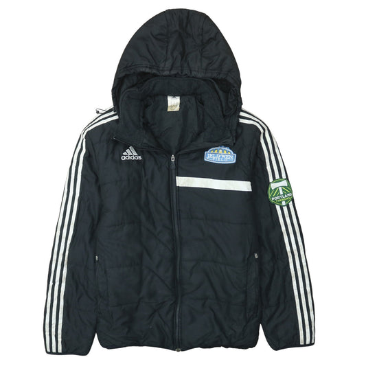 Adidas Men’s Black Hooded Puffer Jacket M Sports Winter Zip Up