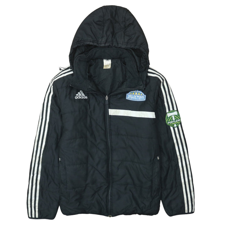 Adidas Men’s Black Hooded Puffer Jacket M Sports Winter Zip Up