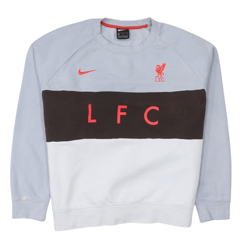 Nike Men's Grey LFC Pullover Sweatshirt XL Liverpool Logo Crew Neck