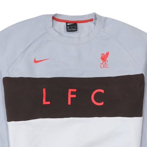 Nike Men's Grey LFC Pullover Sweatshirt XL Liverpool Logo Crew Neck
