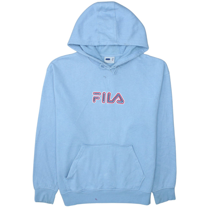 Fila Men's Blue Pullover Hoodie L Embroidered Logo Fleece Sweatshirt