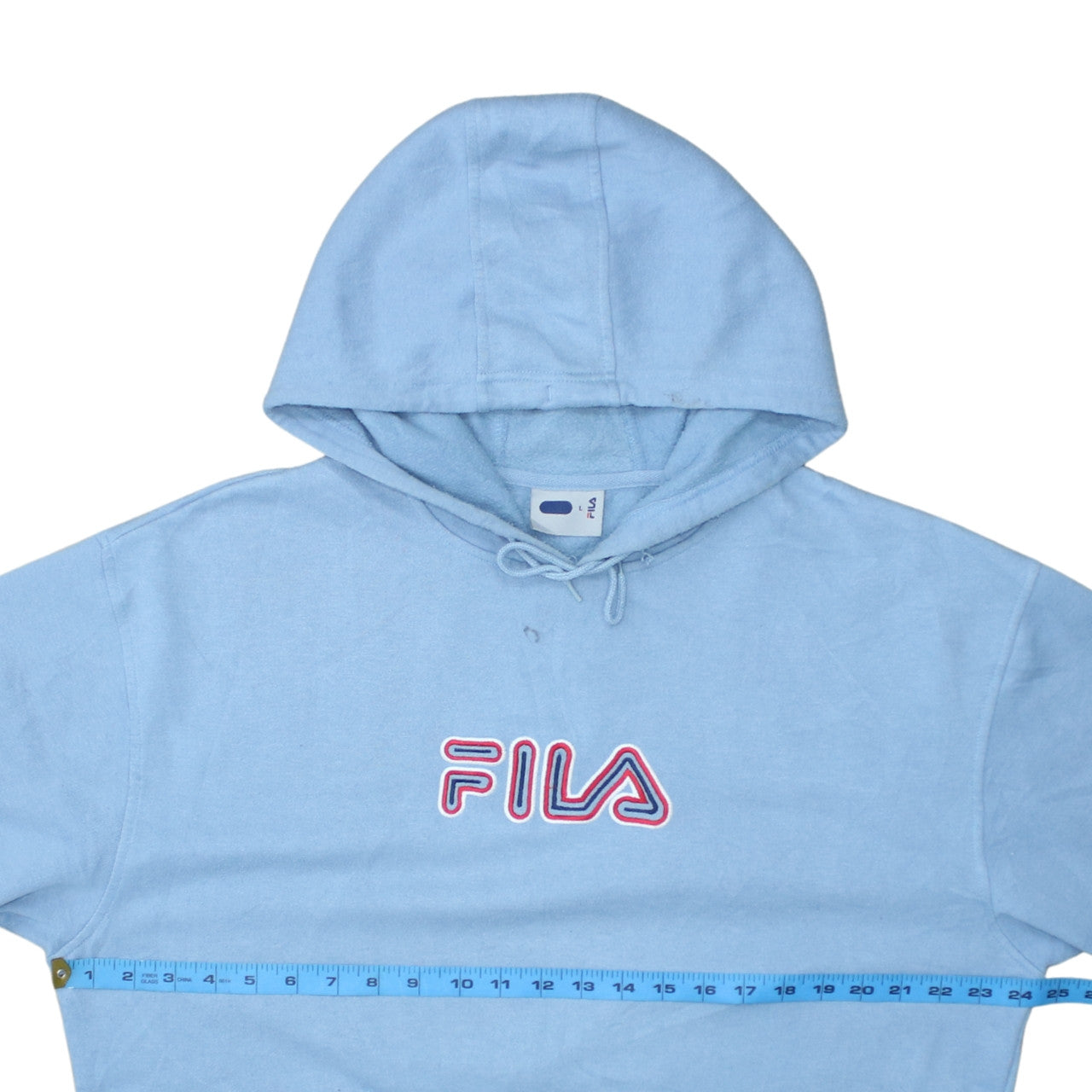 Fila Men's Blue Pullover Hoodie L Embroidered Logo Fleece Sweatshirt