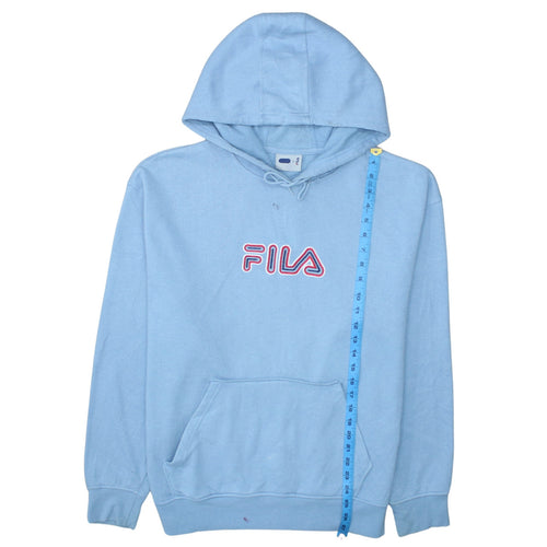 Fila Men's Blue Pullover Hoodie L Embroidered Logo Fleece Sweatshirt