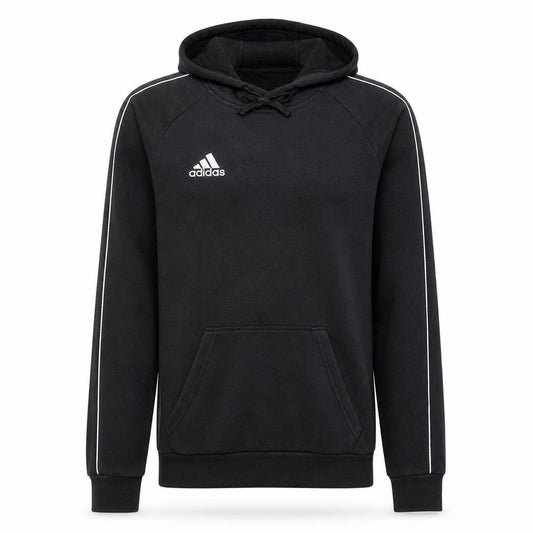 Front view of Adidas Men's Black XS Pullover Hoodie Embroidered Logo Sportswear