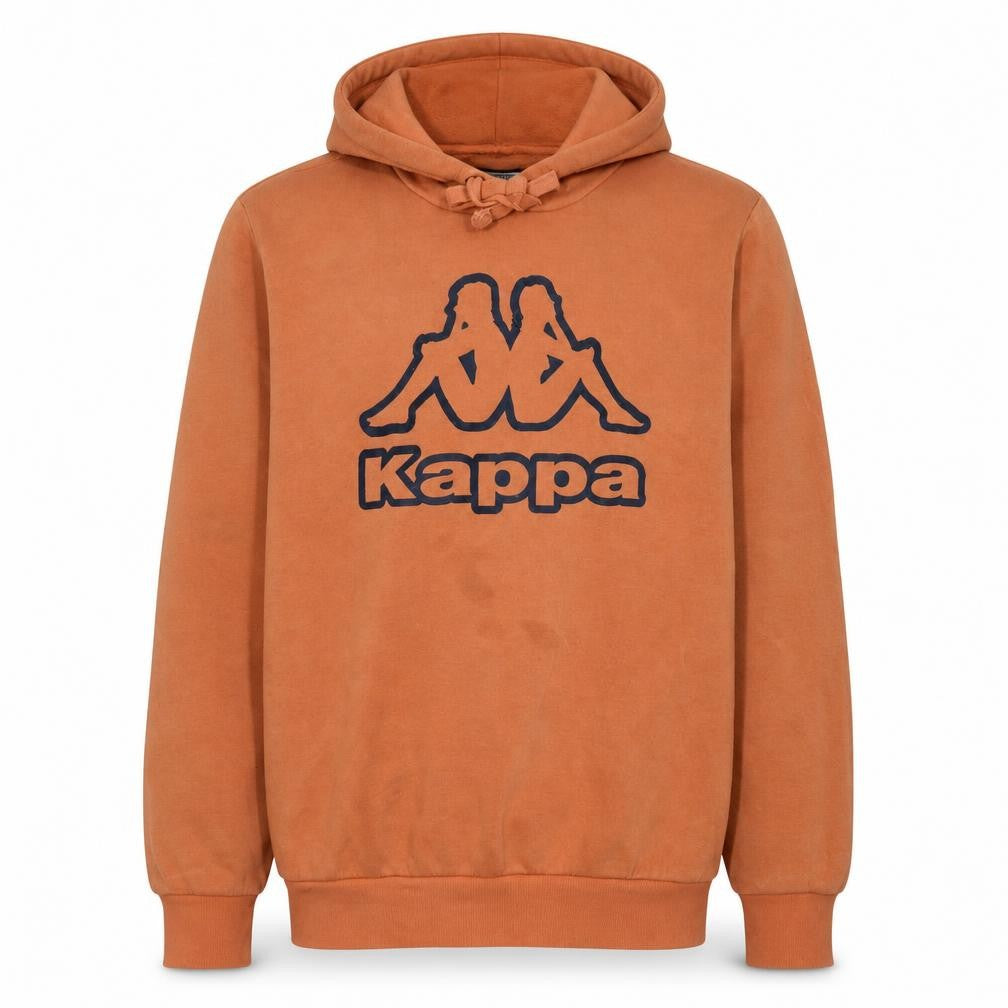 Front view of Kappa Men's Orange Hoodie Large Pullover Graphic Print Casual