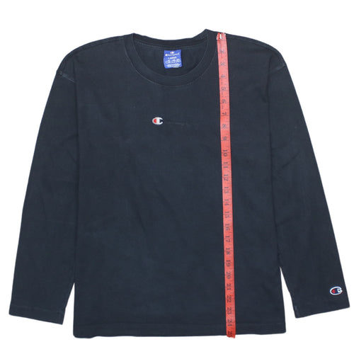 Champion Womens Black Long Sleeve Crew Neck Cotton T-Shirt Large