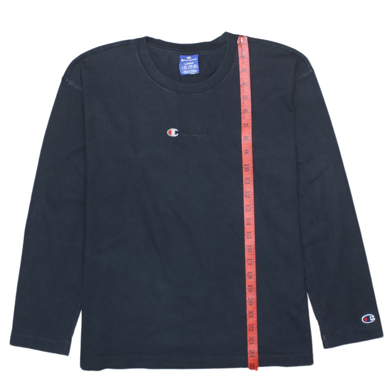 Champion Womens Black Long Sleeve Crew Neck Cotton T-Shirt Large