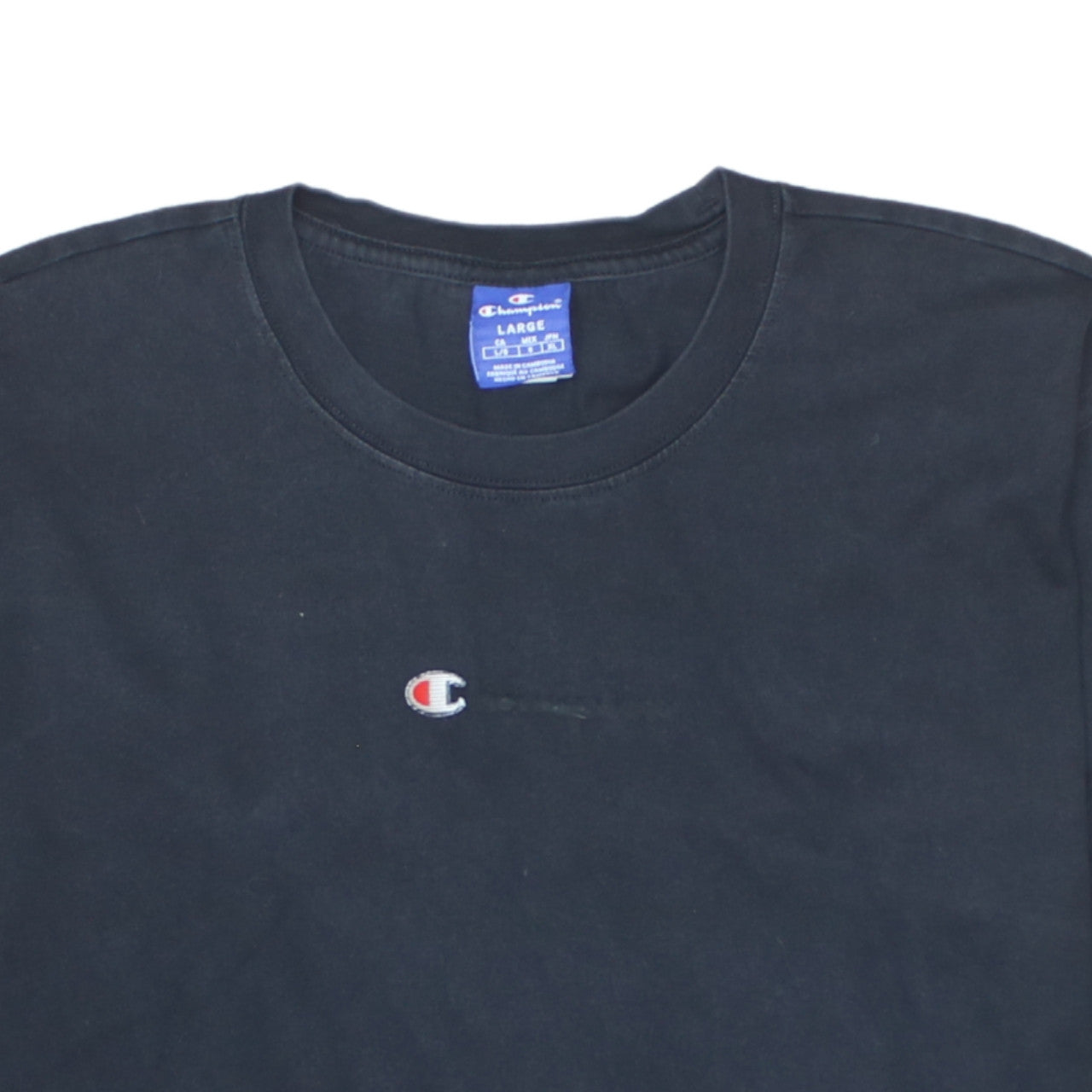 Champion Womens Black Long Sleeve Crew Neck Cotton T-Shirt Large