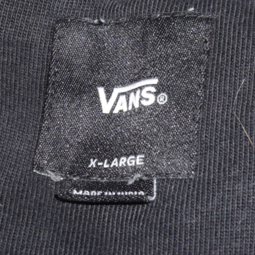 Vans Mens Black XL Long Sleeve Crew Neck Sweatshirt Checker Print