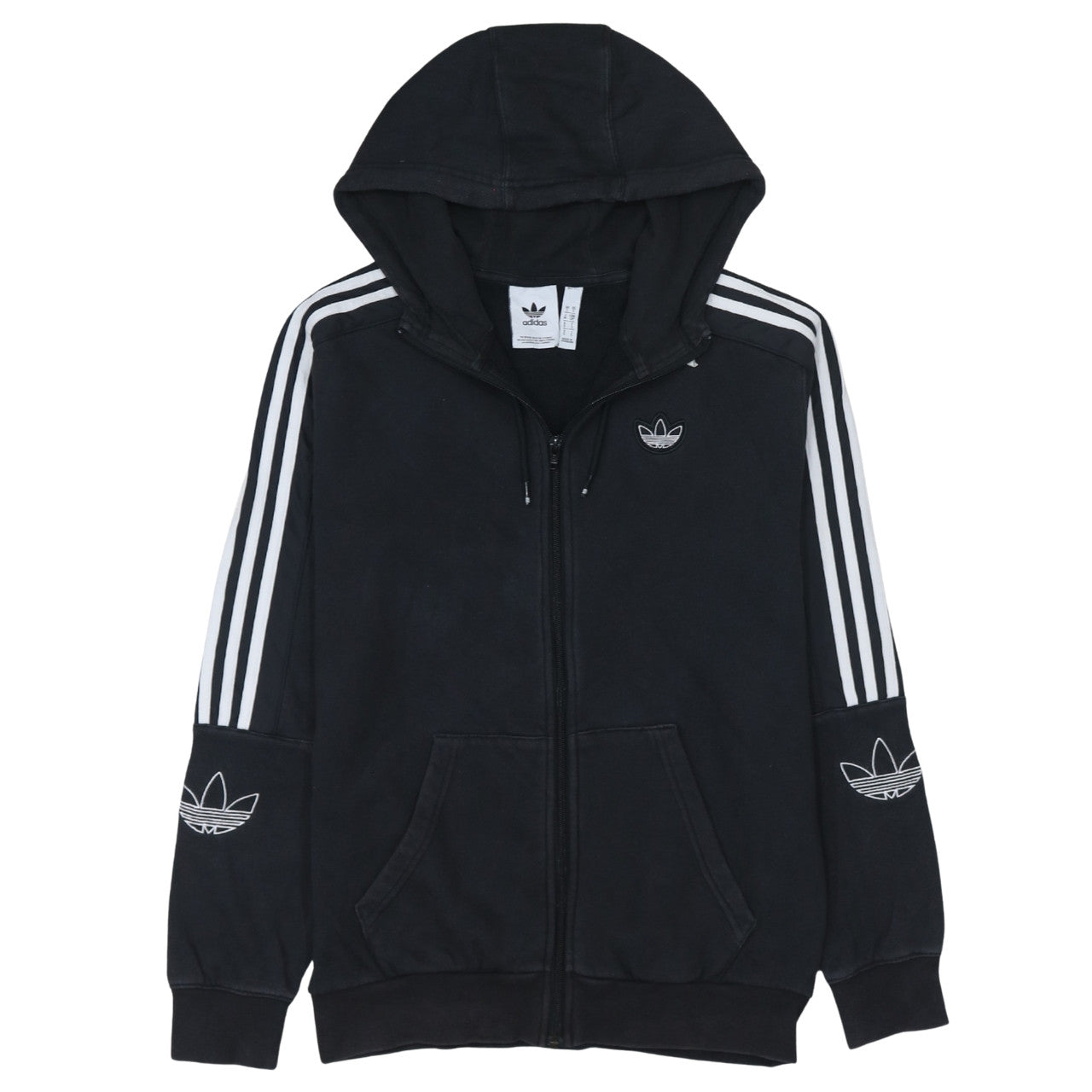 Adidas Men’s Black Full Zip Hoodie S Sports Fleece Sweatshirt