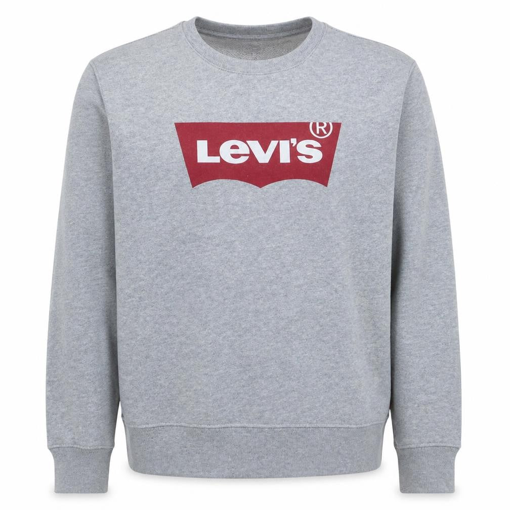 Front view of Levi's Men's Grey Logo Pullover Crew Neck Sweatshirt, size S