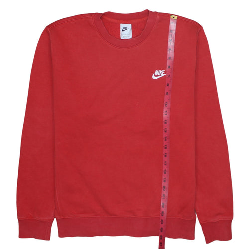 Nike Mens Red Crew Neck Pullover Sweatshirt Size S
