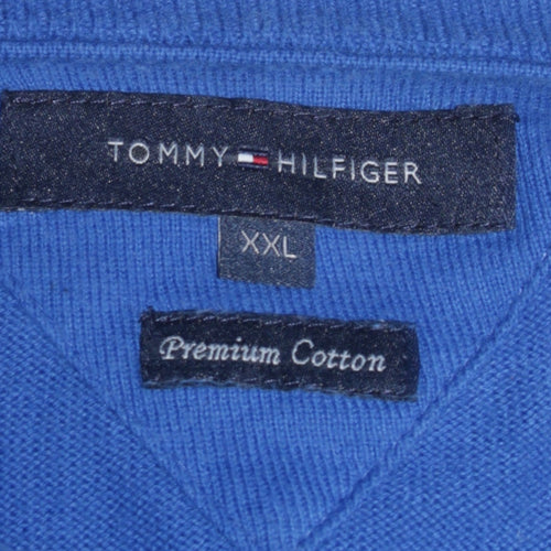 Tommy Hilfiger Men’s Blue Cotton Crew Neck Jumper 2XL