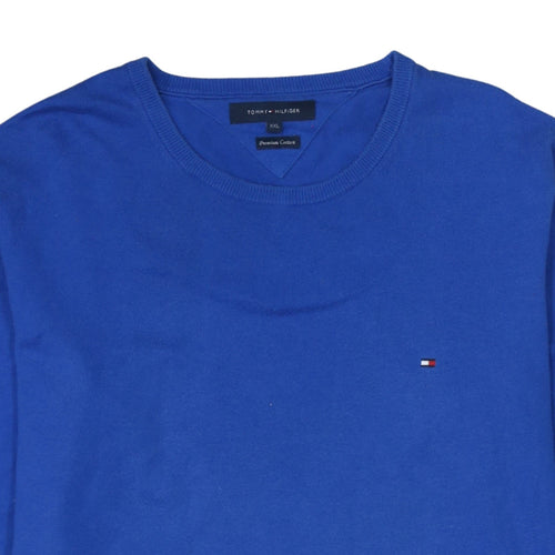 Tommy Hilfiger Men’s Blue Cotton Crew Neck Jumper 2XL
