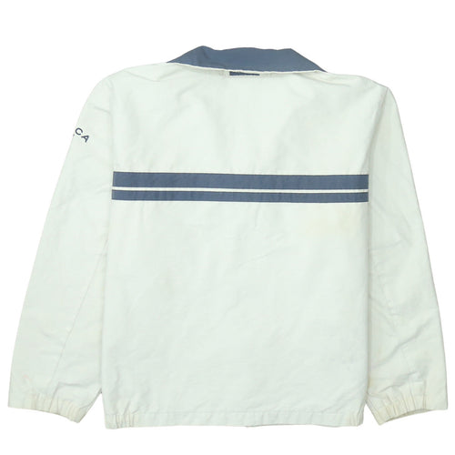 Nautica Men's White Windbreaker Jacket L Lined Cotton Nylon
