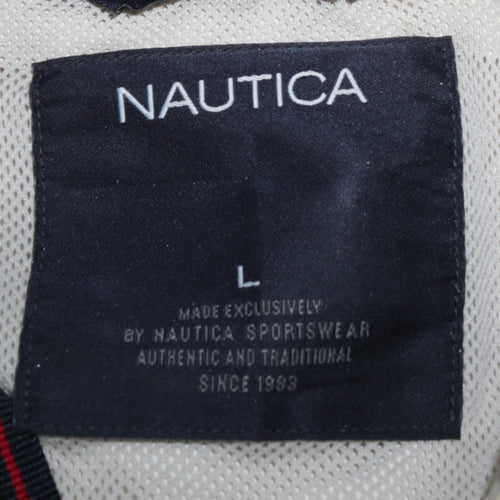 Nautica Men's White Windbreaker Jacket L Lined Cotton Nylon