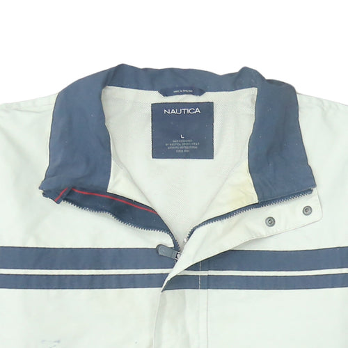 Nautica Men's White Windbreaker Jacket L Lined Cotton Nylon