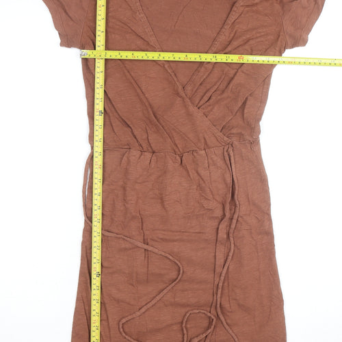 H&M Women’s Brown Short Sleeve Wrap Dress Size S
