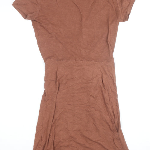 H&M Women’s Brown Short Sleeve Wrap Dress Size S