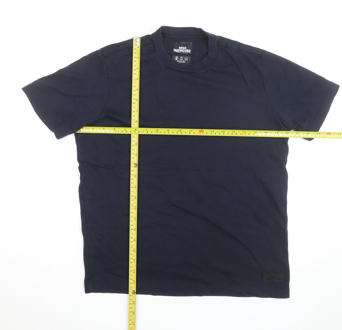 MNG Improved Men's Blue Cotton Crew Neck Short Sleeve T-Shirt Size M