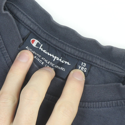 Champion Boys Blue 13 Years Crew Neck Short Sleeve Cotton Logo T-Shirt