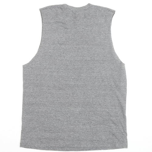 Topshop Grey Elephant Print Sleeveless Cotton Blend Top M