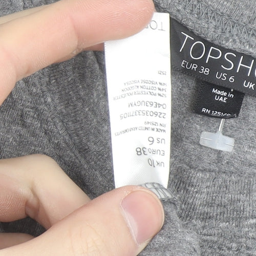 Topshop Grey Elephant Print Sleeveless Cotton Blend Top M