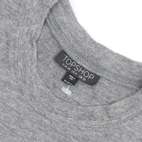 Topshop Grey Elephant Print Sleeveless Cotton Blend Top M