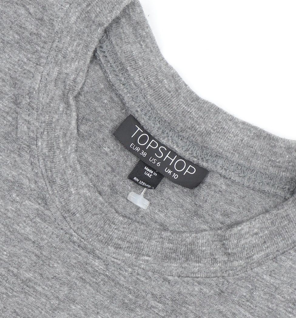 Topshop Grey Elephant Print Sleeveless Cotton Blend Top M