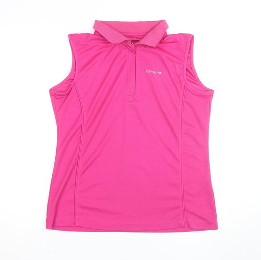 Icepeak Womens Pink Sleeveless Polo Top Size 14 Quick Dry Activewear