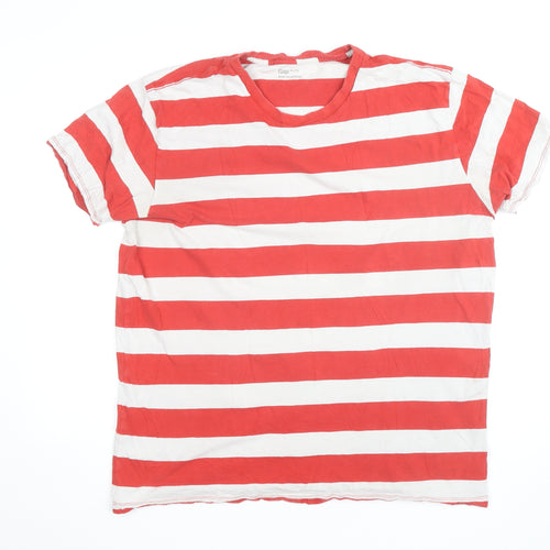 Gap Men's Red White Striped Cotton Crew Neck T-Shirt XL
