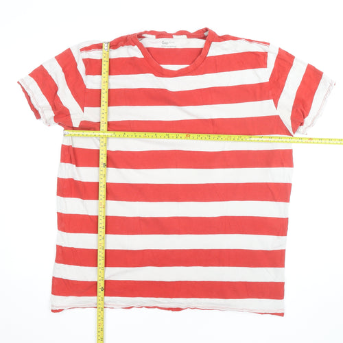 Gap Men's Red White Striped Cotton Crew Neck T-Shirt XL