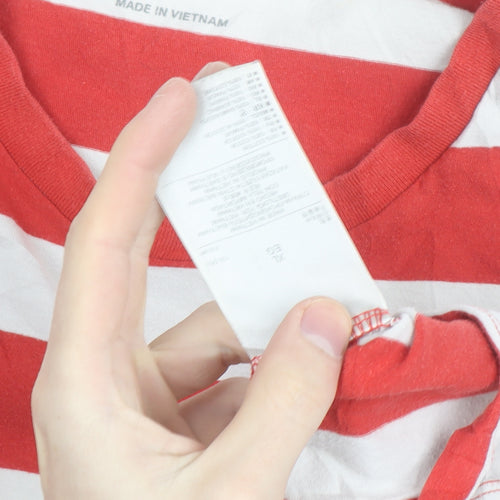 Gap Men's Red White Striped Cotton Crew Neck T-Shirt XL