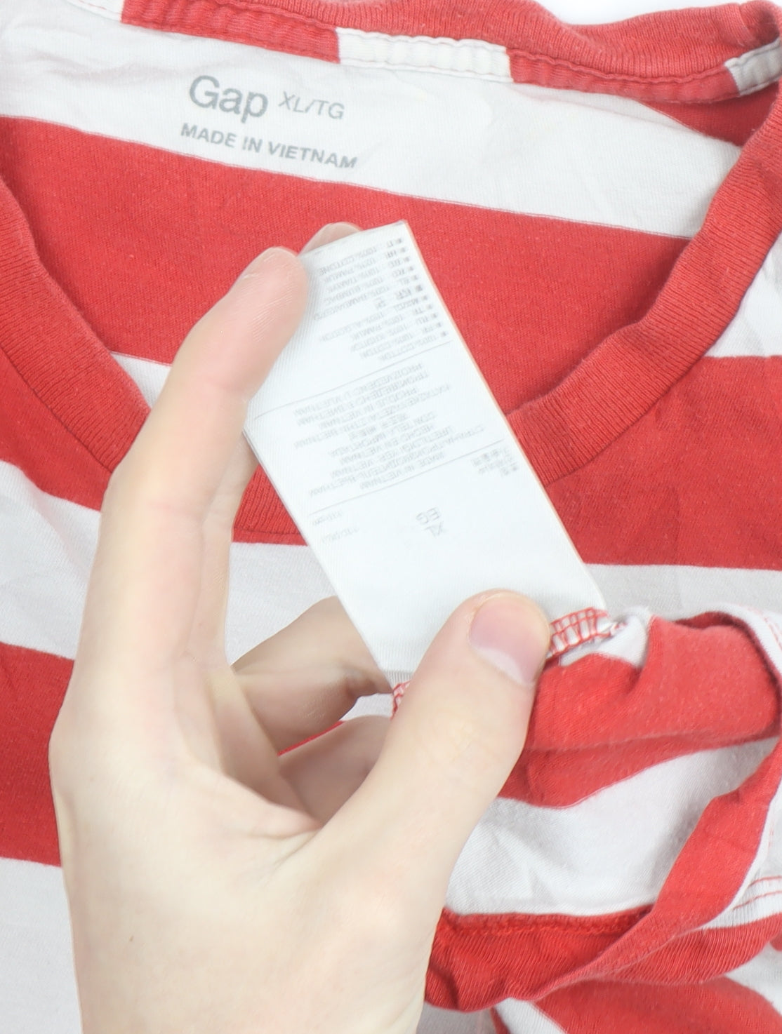 Gap Men's Red White Striped Cotton Crew Neck T-Shirt XL