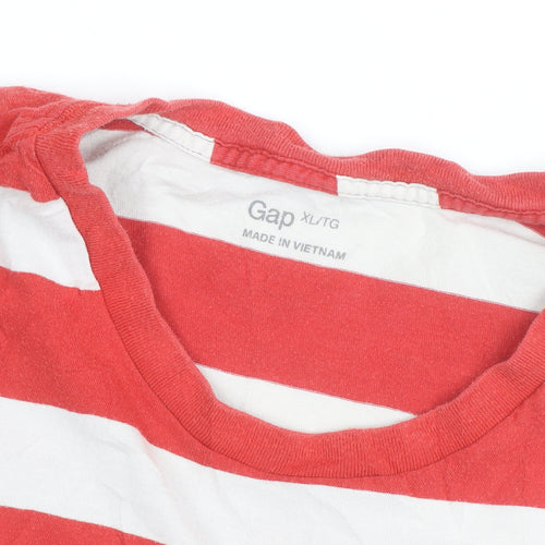 Gap Men's Red White Striped Cotton Crew Neck T-Shirt XL