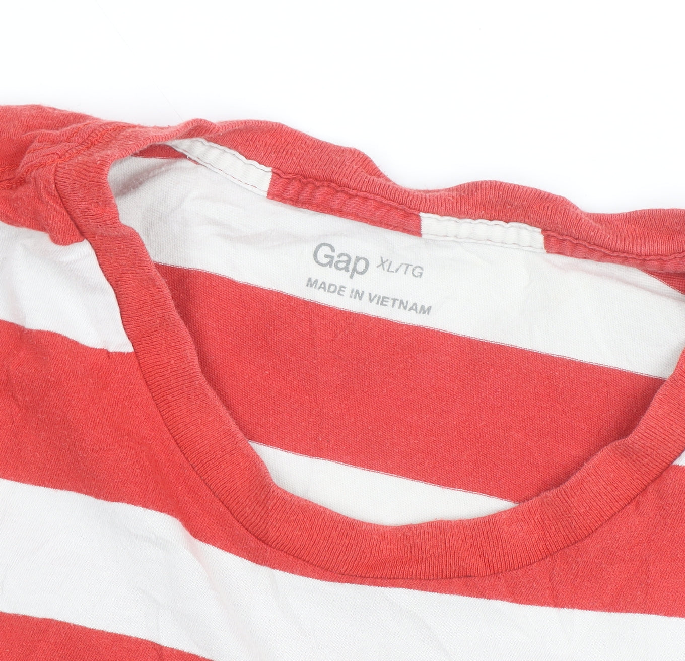 Gap Men's Red White Striped Cotton Crew Neck T-Shirt XL