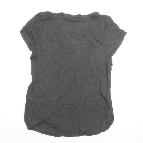 Mint Velvet Women's Grey V-Neck Basic T-Shirt Size 10