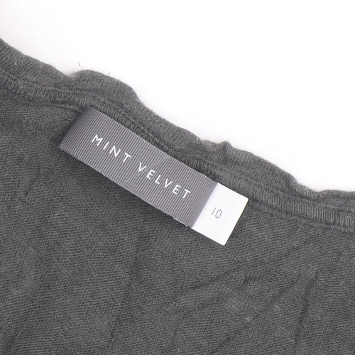 Mint Velvet Women's Grey V-Neck Basic T-Shirt Size 10