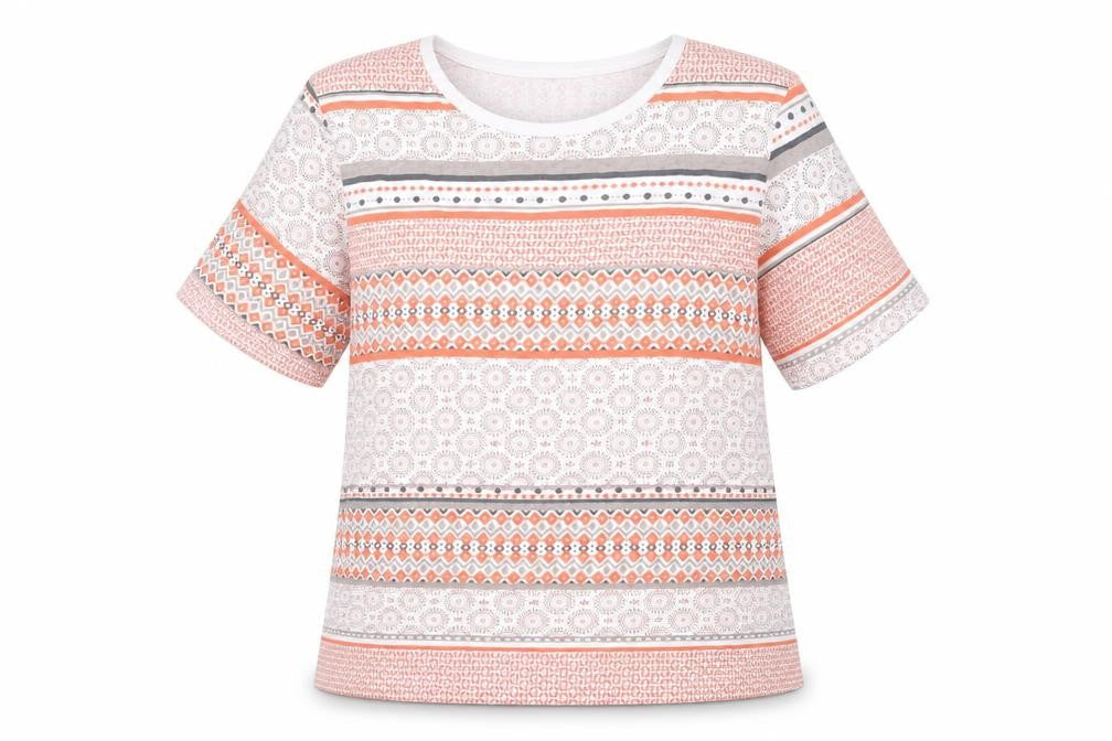 Anne de Lancay Women's Multicoloured Geometric Cotton T-Shirt M