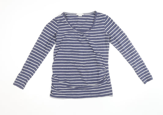 Mamas & Papas Women's Blue Striped Long Sleeve Maternity T-Shirt Size 10