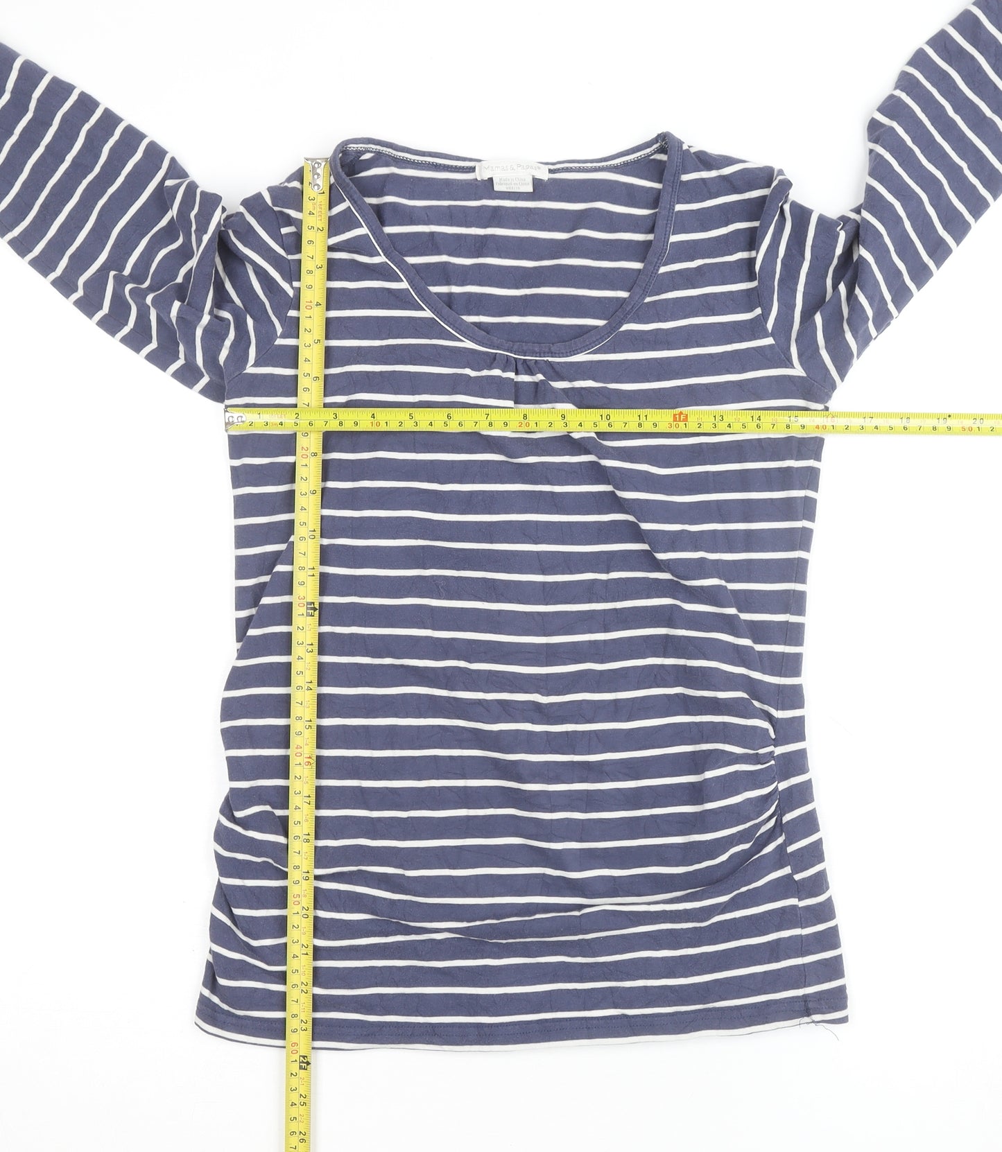 Mamas & Papas Women's Blue Striped Long Sleeve Maternity T-Shirt Size 10