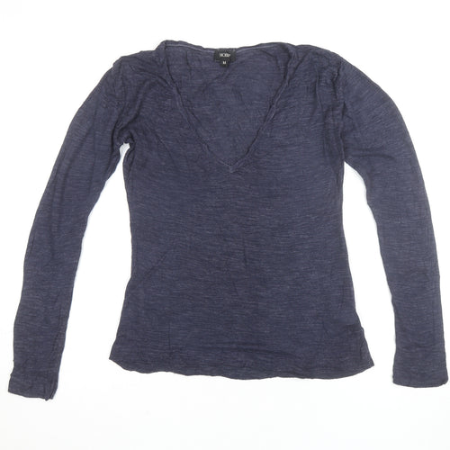 Hobbs Womens Blue Cotton V-Neck Long Sleeve T-Shirt M