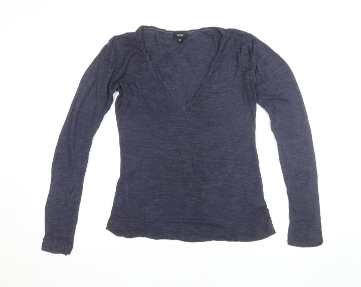 Hobbs Womens Blue Cotton V-Neck Long Sleeve T-Shirt M