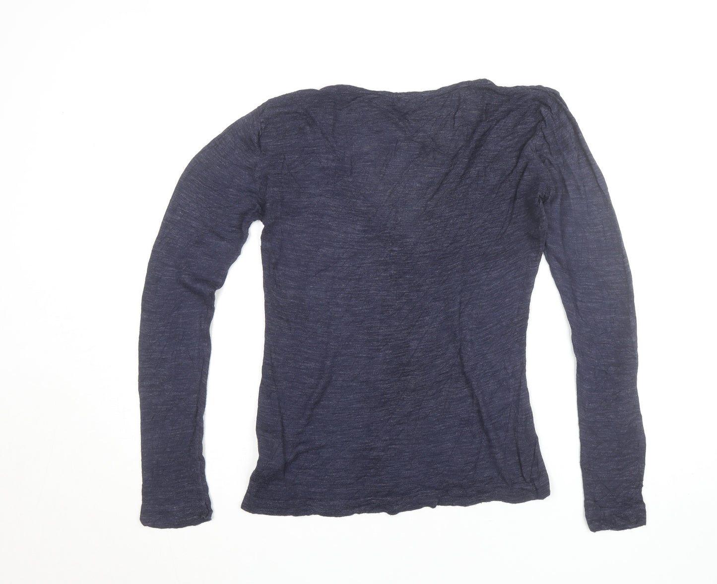 Hobbs Womens Blue Cotton V-Neck Long Sleeve T-Shirt M