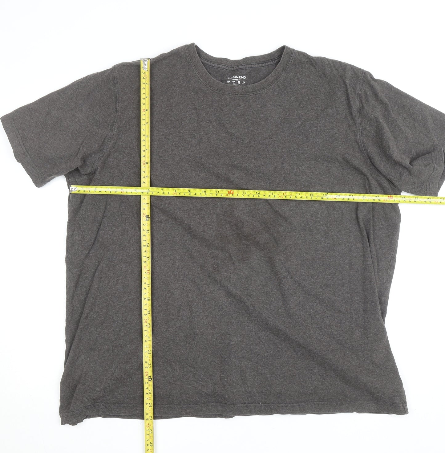 Lands' End Men's Grey 2XL Crew Neck Cotton T-Shirt